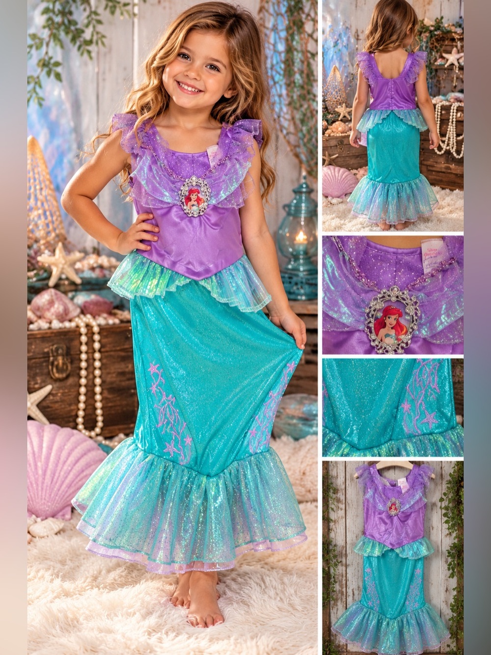 Disney Princess Ariel Mermaid Dress 🧜‍♀️💜🩵. L 4 to 6X
